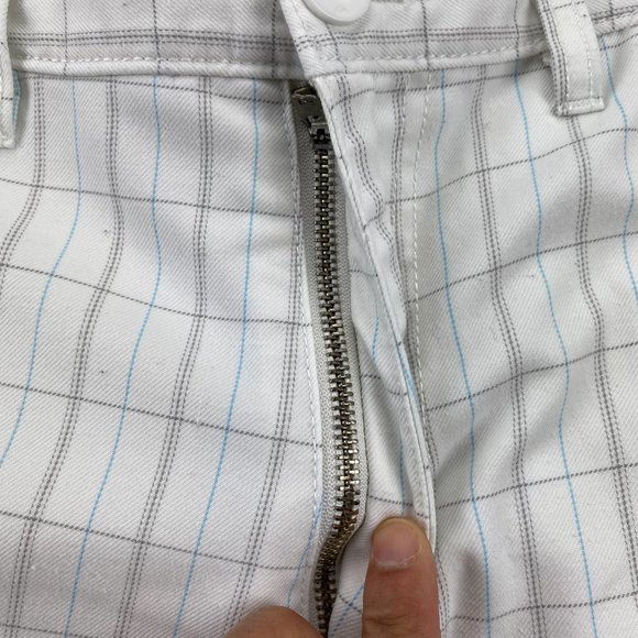 QUIKSILVER Shorts Men 34 White Blue Brown Plaid Short Pants Chino Casual Golf - Picture 4 of 13